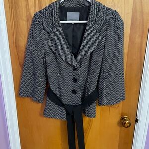 Classiques Entier Black and White Blazer with Notched Lapel and 3/4 sleeves